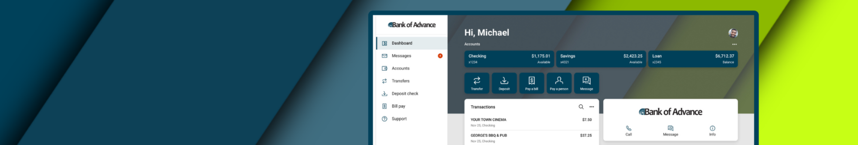 Computer screen logged into new Online Banking